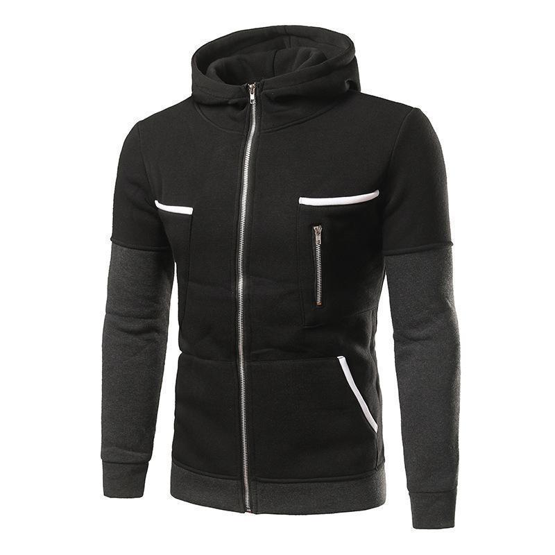 Sports Hooded Contrast Zip Men's Jacket