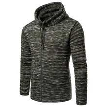 Load image into Gallery viewer, Fashion Mens  Plain Stripe Knit Zipper Coat
