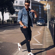 Load image into Gallery viewer, Casual Fashion Slim Solid Color Long Sleeve Men Denim Jacket Outerwear
