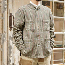 Load image into Gallery viewer, Vintage stand-up plaid patch pocket jacket
