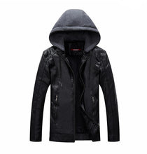 Load image into Gallery viewer, New Men&#39;s PU Leather Business Casual Hooded Leather Jacket
