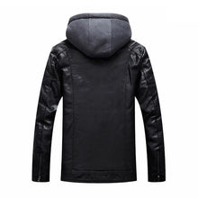 Load image into Gallery viewer, New Men&#39;s PU Leather Business Casual Hooded Leather Jacket
