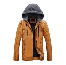 Load image into Gallery viewer, New Men&#39;s PU Leather Business Casual Hooded Leather Jacket
