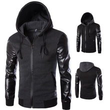 Load image into Gallery viewer, Spring And Autumn Hooded Chest Zipper Design Casual Men&#39;s Leather Jacket
