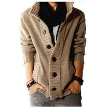 Load image into Gallery viewer, Men&#39;s Stand-Up Collar Pocket Knit Cardigan Coat
