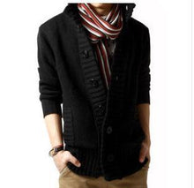 Load image into Gallery viewer, Men&#39;s Stand-Up Collar Pocket Knit Cardigan Coat
