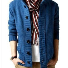 Load image into Gallery viewer, Men&#39;s Stand-Up Collar Pocket Knit Cardigan Coat
