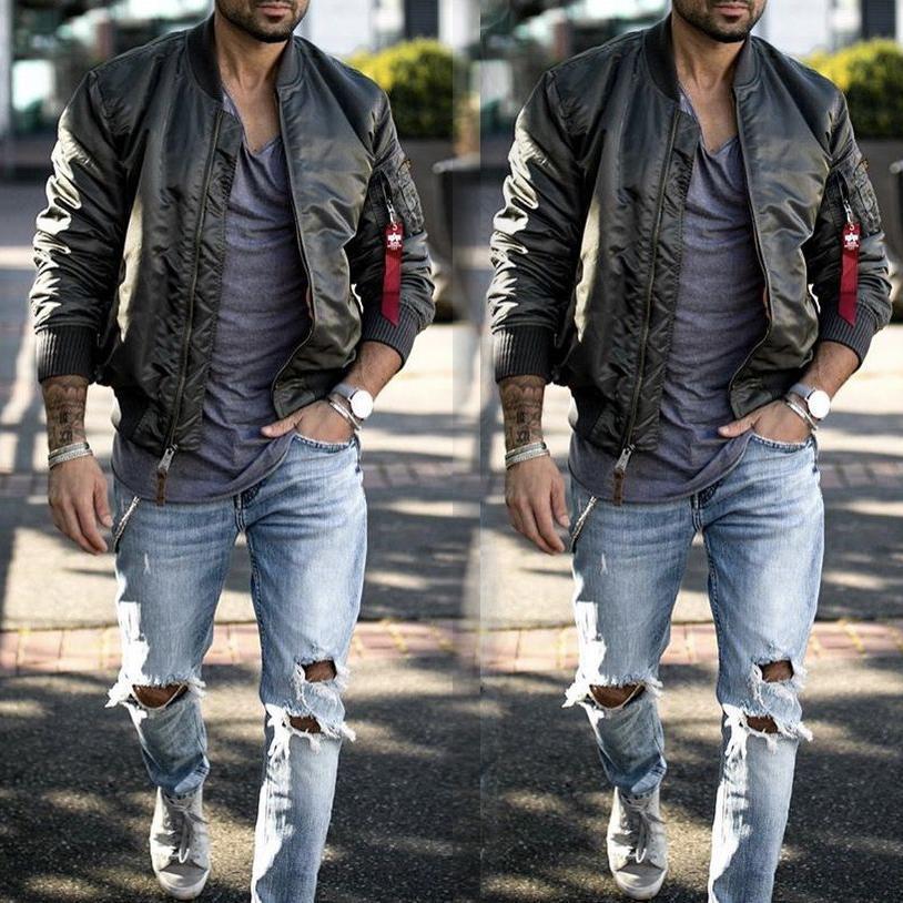 Leisure Solid Color Standing Collar Warm Cotton Jacket