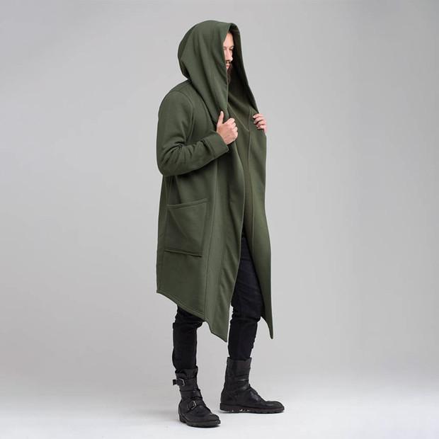 Solid Color Hooded Long Cardigan Coat